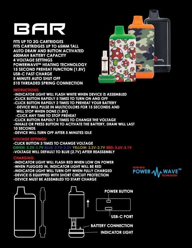 Bar Concealable Variable Voltage 510 Threaded | Battery Kit | Rokin Rokin | Bar Manual 2024