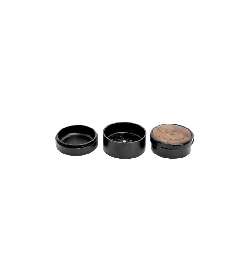Stache 3 Piece Grynder Black Stache 3 piece grynder in separate pieces