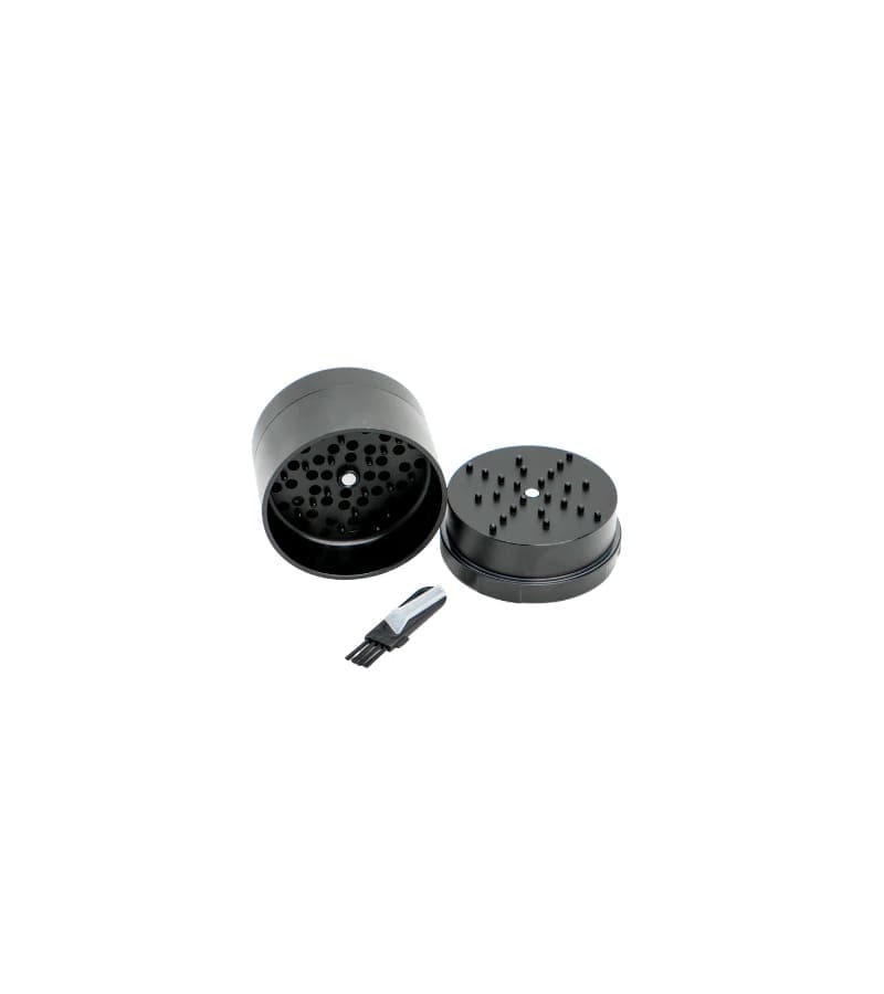 Stache 3 piece black grynder Stache 3 piece black grynder open