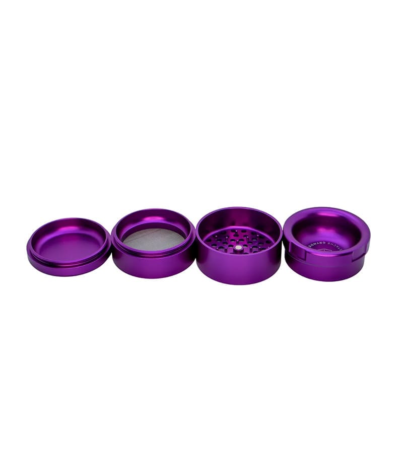 Stache 4 piece grinder purple broken down into 4 pieces Stache 4 piece grinder purple broken down into 4 pieces