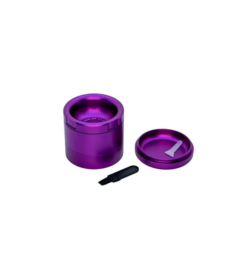 Stache 4 piece grynder purple with bottom off Stache 4 piece grynder purple with bottom off