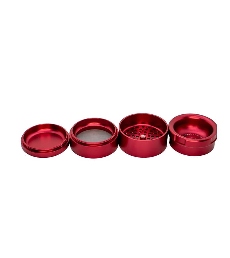 Stache 4 piece grinder red broken down into 4 pieces Stache 4 piece grinder red broken down into 4 pieces