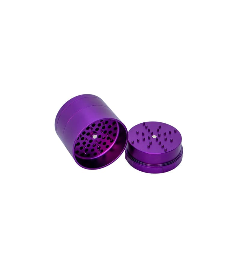 Stache 5 piece purple grynder with the top off Stache 5 piece purple grynder with the top off