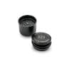 Stache Big 5 piece grynder black with the lid off Stache Big 5 piece grynder black with the lid off