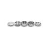 Stache Big 5 piece grynder silver open with all 5 pieces separated Stache Big 5 piece grynder silver open with all 5 pieces separated