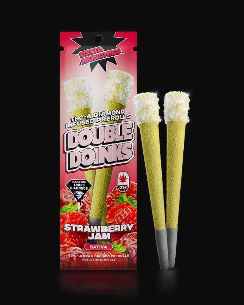 Delta-Munchies-prerolls-doubledoinks-strawberryjam-front-2 delta munchies double doinks thca prerolls strawberry jam