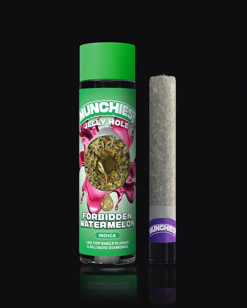 Munchies-prerolls-jellyhole-forbiddenwatermelon-front delta munchies preroll jelly hole forbidden watermelon
